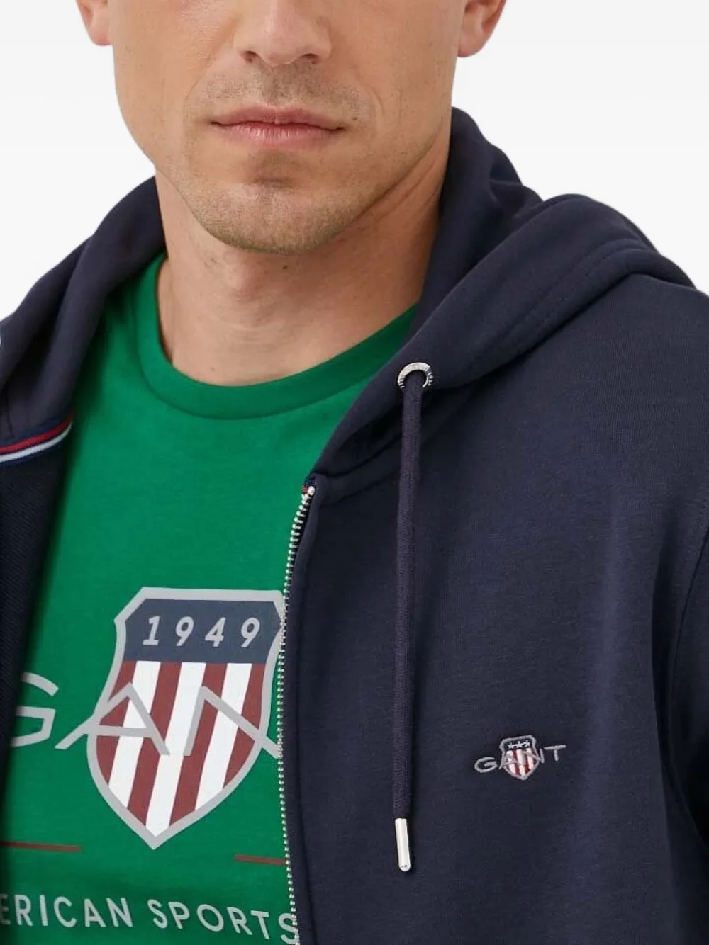 Gant Hoodie met rits Blauw