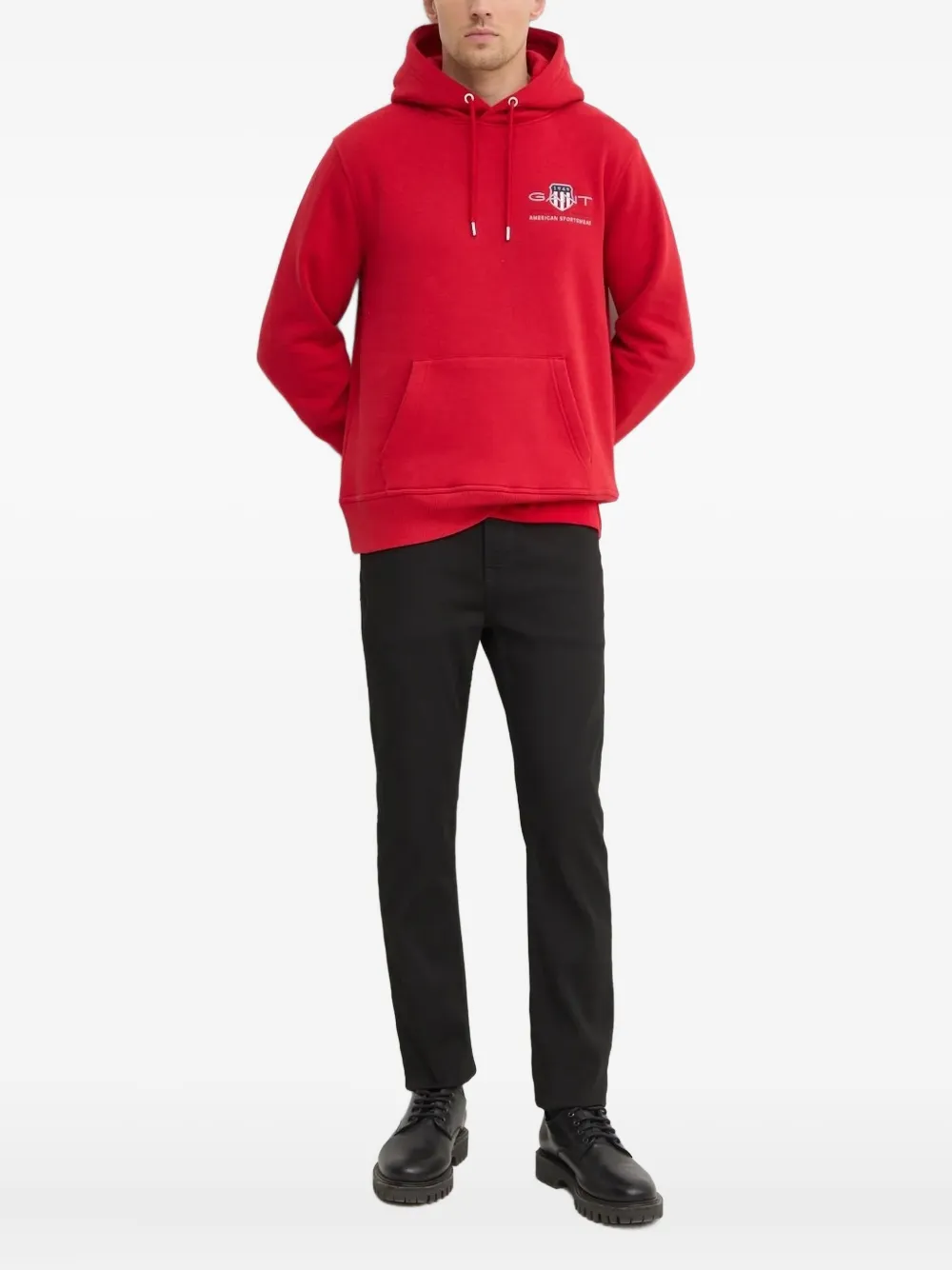 Gant Hoodie met geborduurd logo Rood