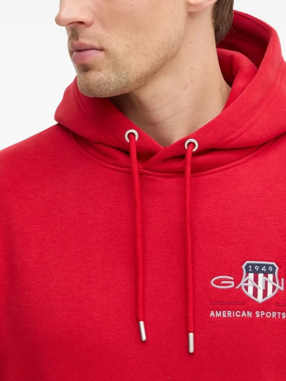 Gant Hoodie met geborduurd logo Rood