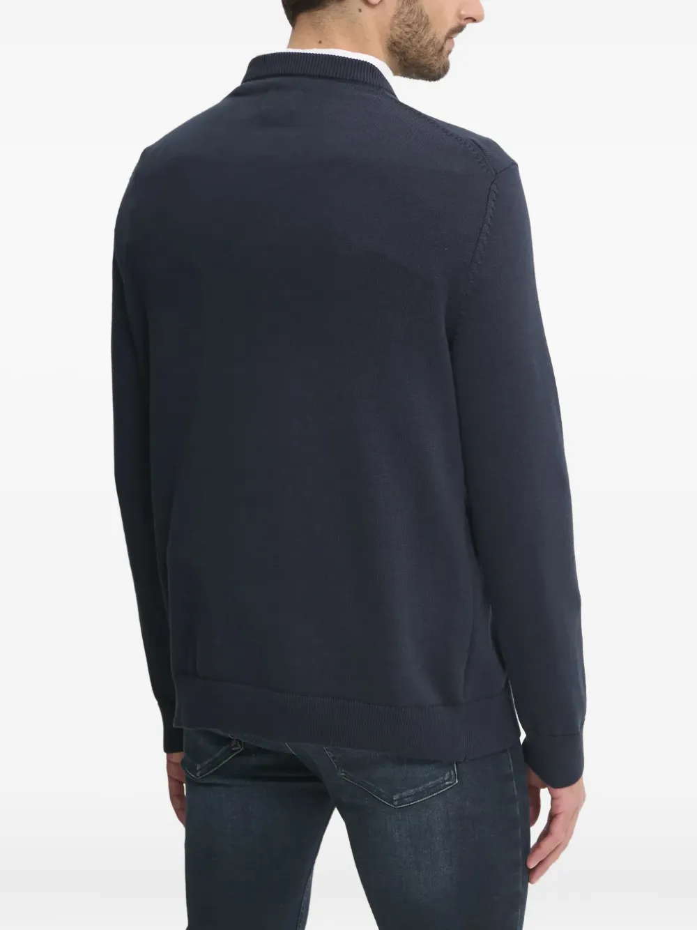 Gant Trui met ronde hals en logo-applicatie Blauw