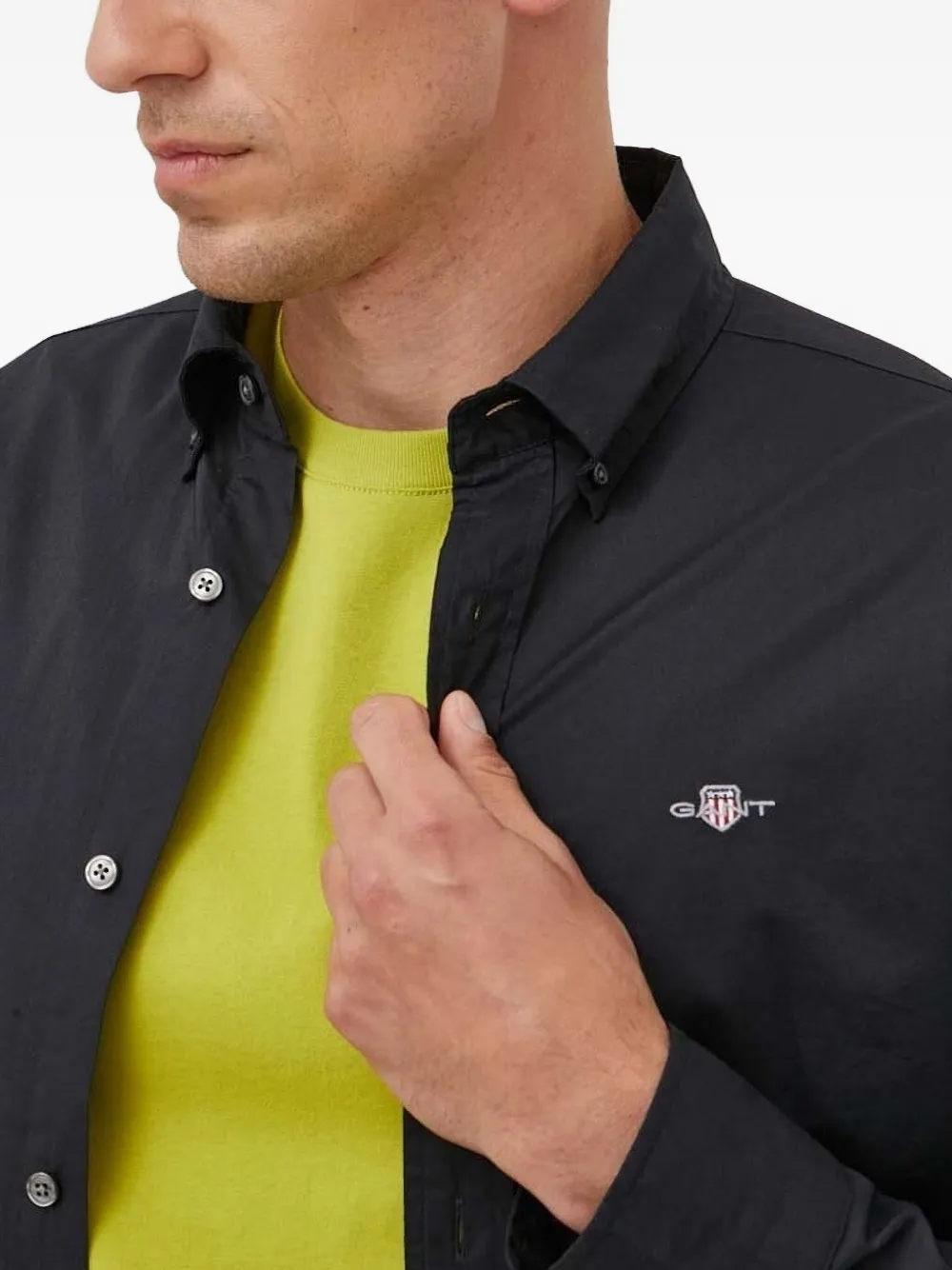 Gant Overhemd met geborduurd logo Zwart