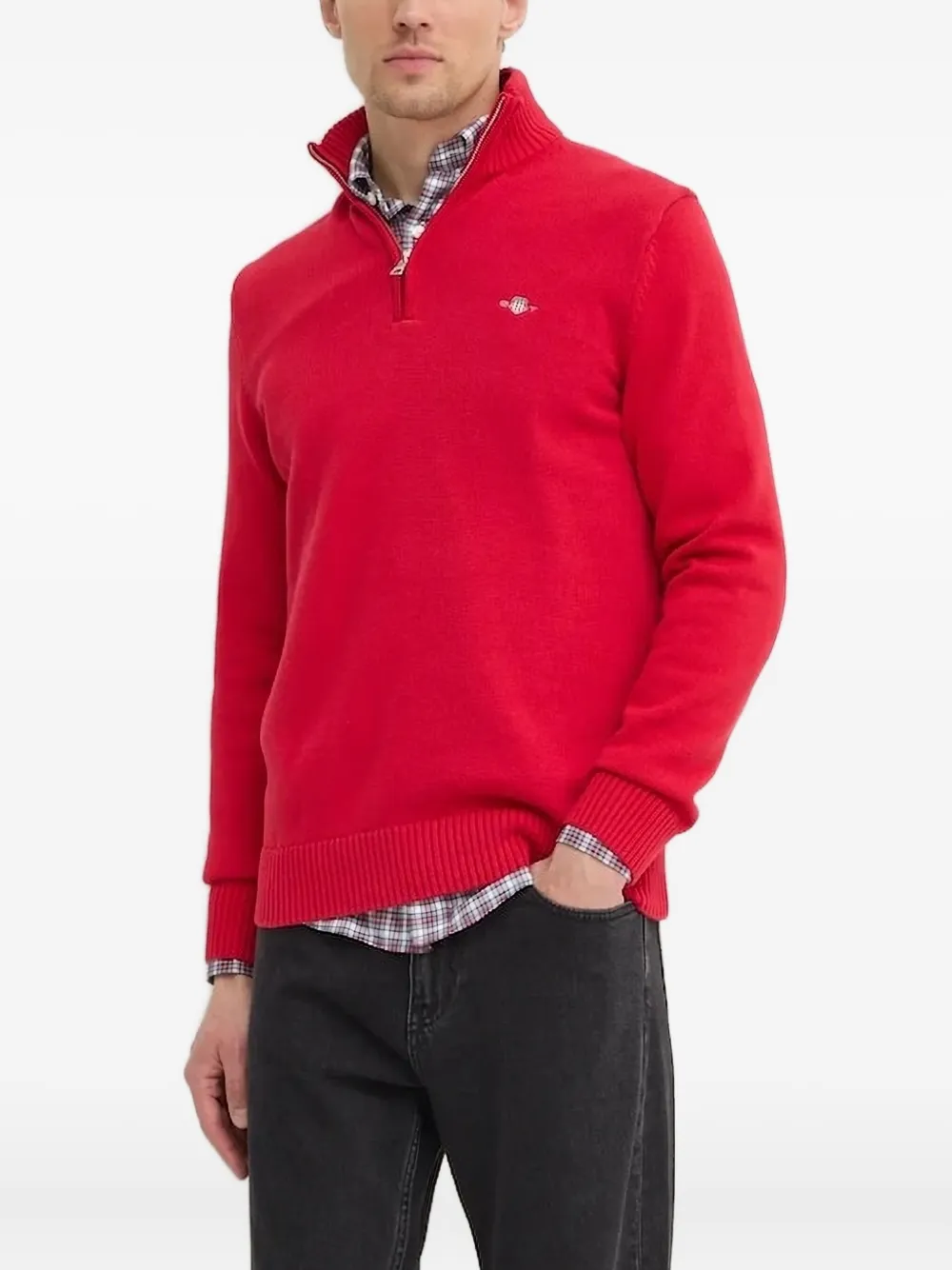 Gant half-zip high-neck sweater Rood