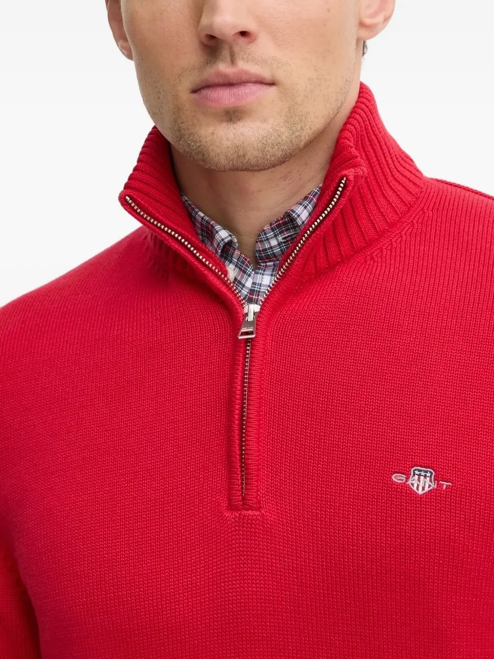 Gant half-zip high-neck sweater Rood
