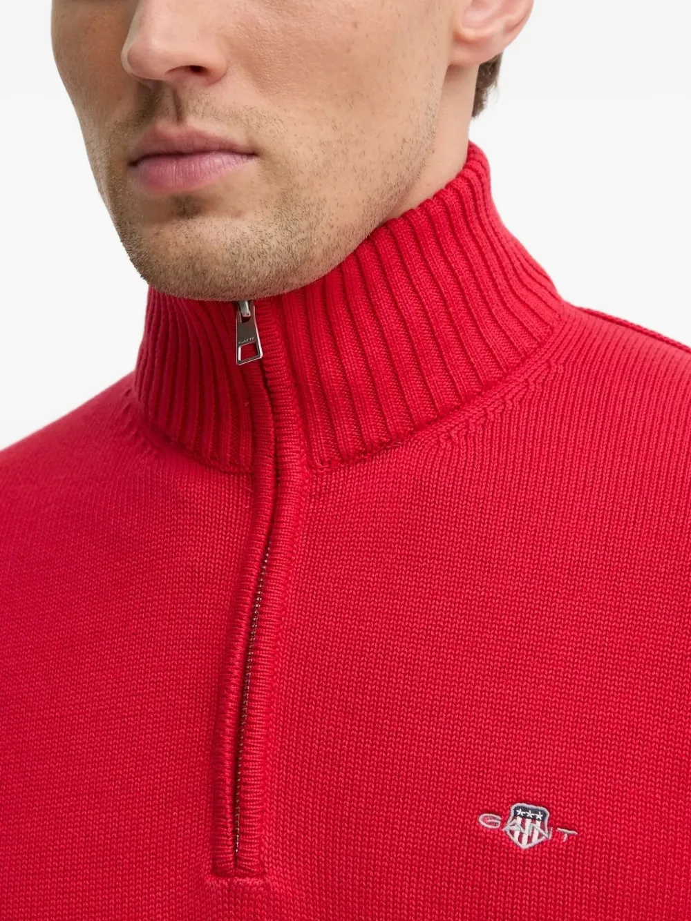 Gant half-zip high-neck sweater Rood