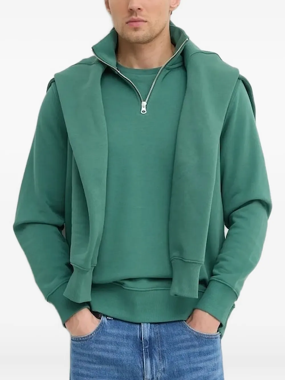 Gant Sweater met halve rits Groen