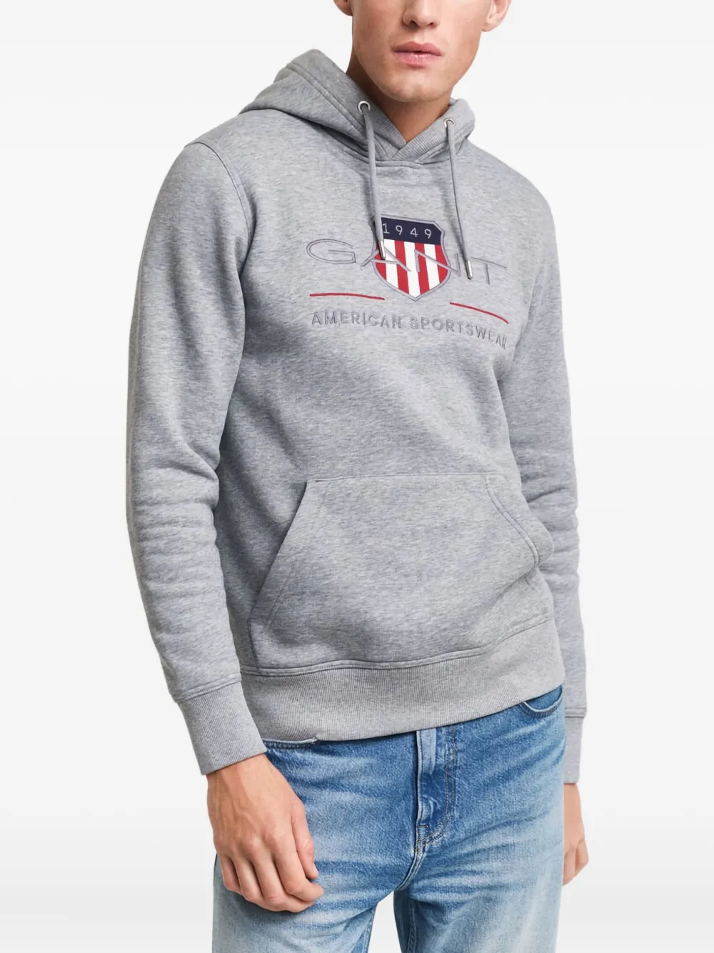Gant Hoodie met geborduurd logo Grijs