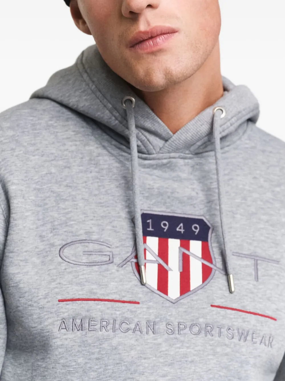 Gant Hoodie met geborduurd logo Grijs