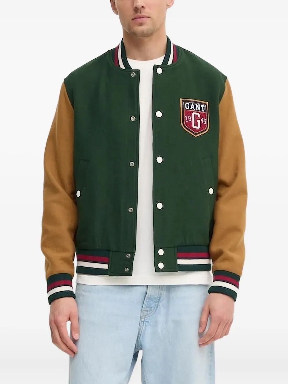 Gant Varsity embroidered-badge bomber jacket Groen
