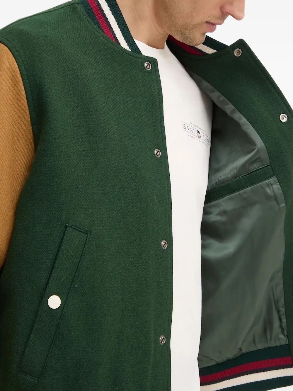 Gant Varsity Embroidered-badge Bomber Jacket In Green