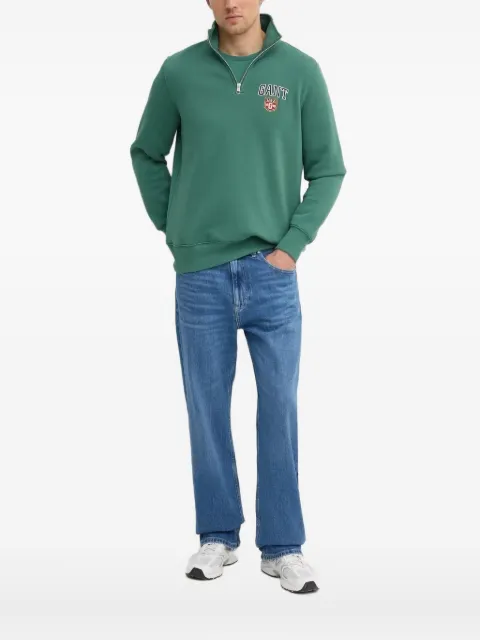 Gant logo-embroidered half-zip sweatshirt