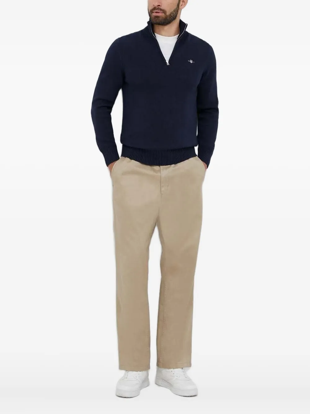 Gant embroidered-logo sweater Zwart
