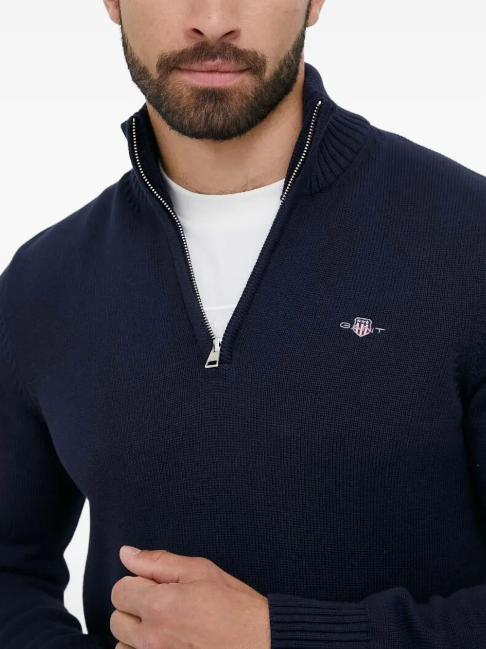 Gant embroidered-logo sweater Zwart