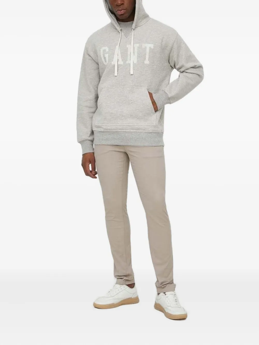 Gant Hoodie met logoprint Grijs