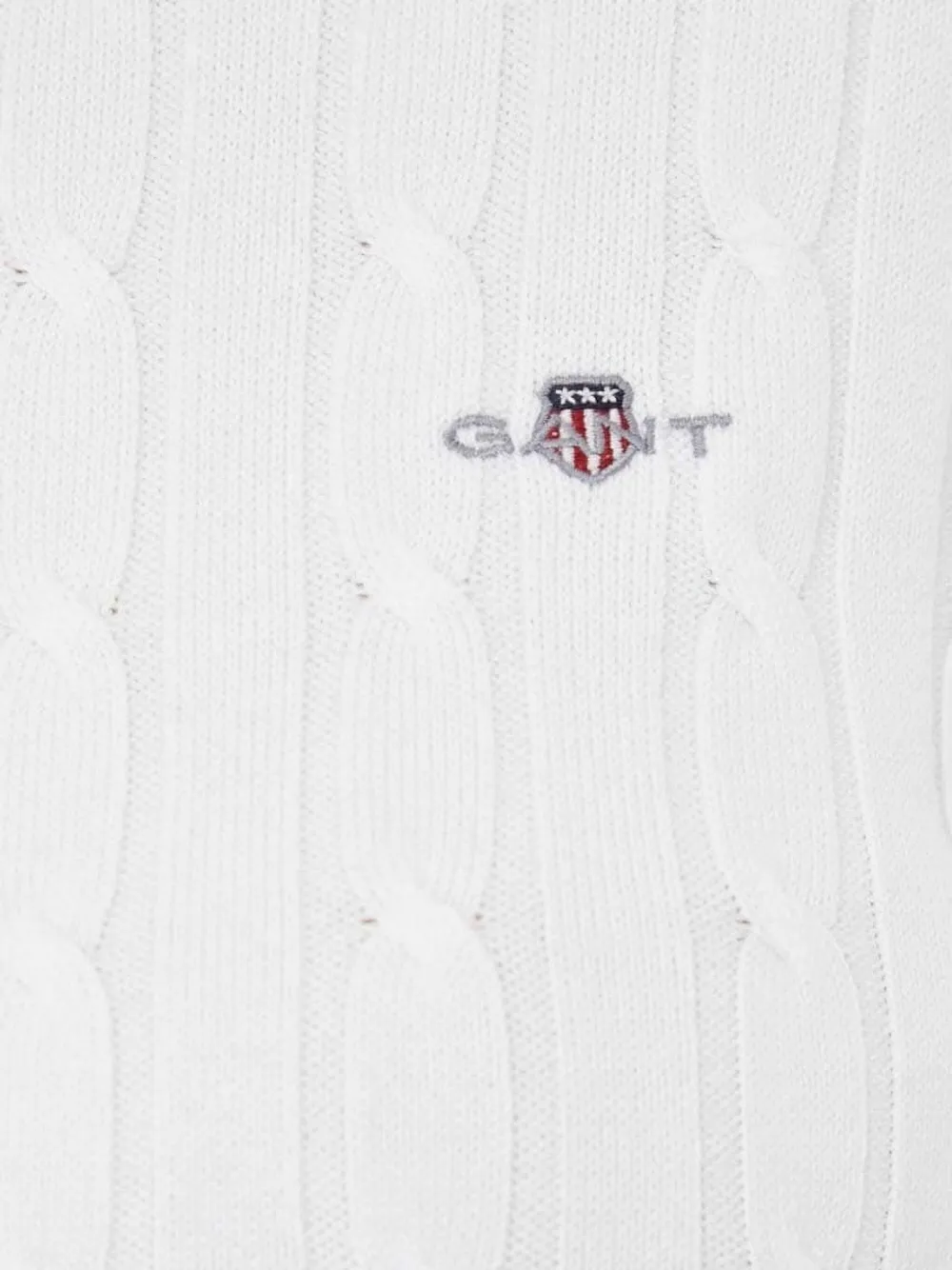 Gant Kabelgebreide trui met logo Wit