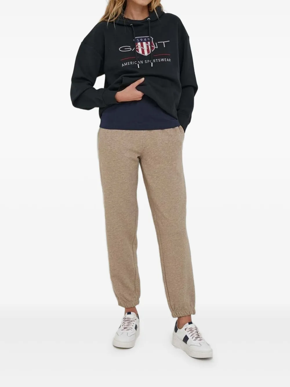Gant Hoodie met logo Zwart