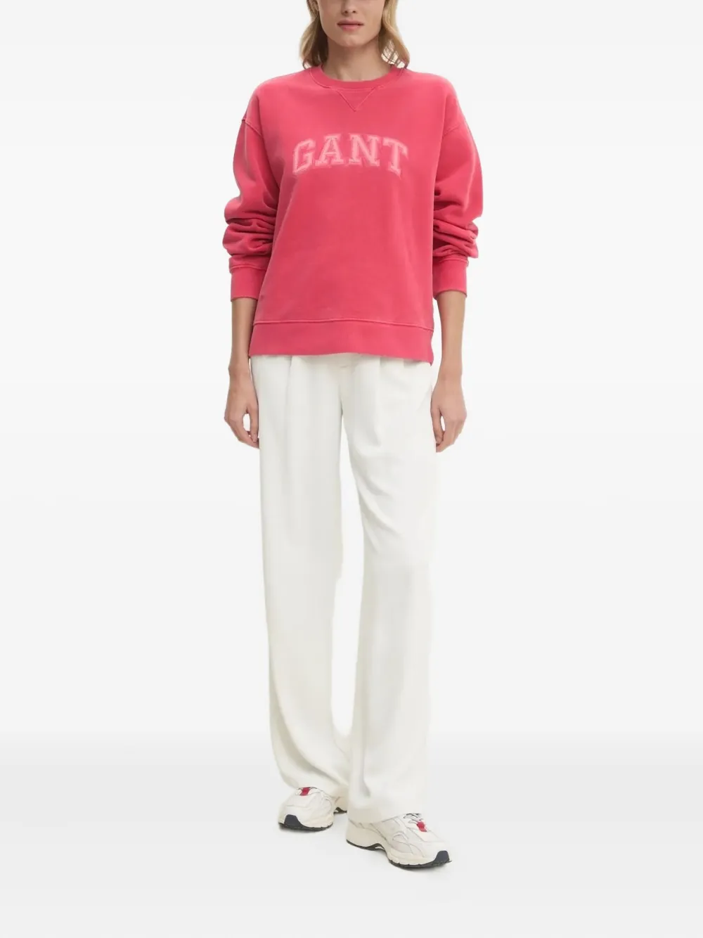 Gant Sweater met geborduurd logo Roze