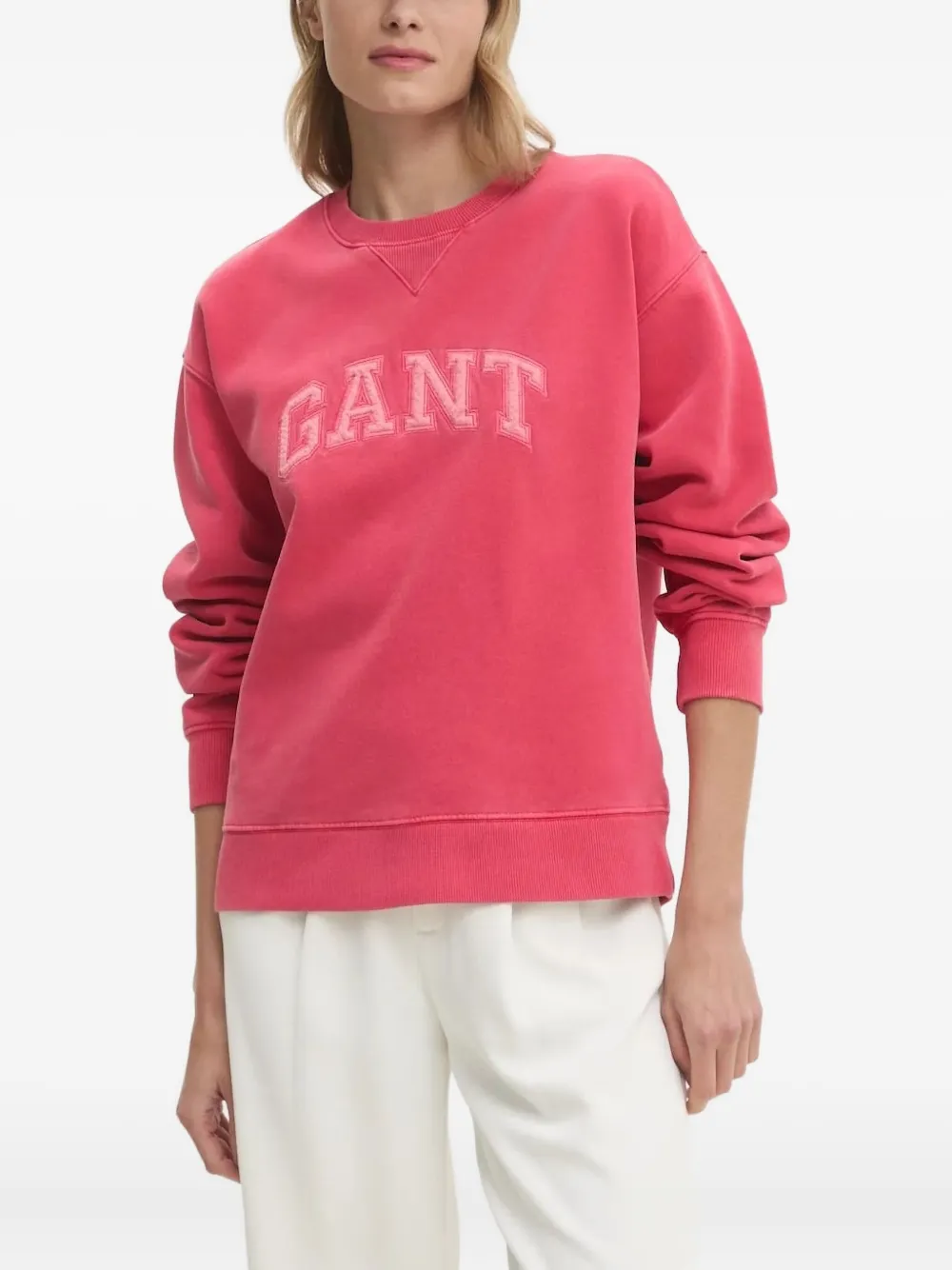 Gant Logo-embroidered Sweatshirt In Pink