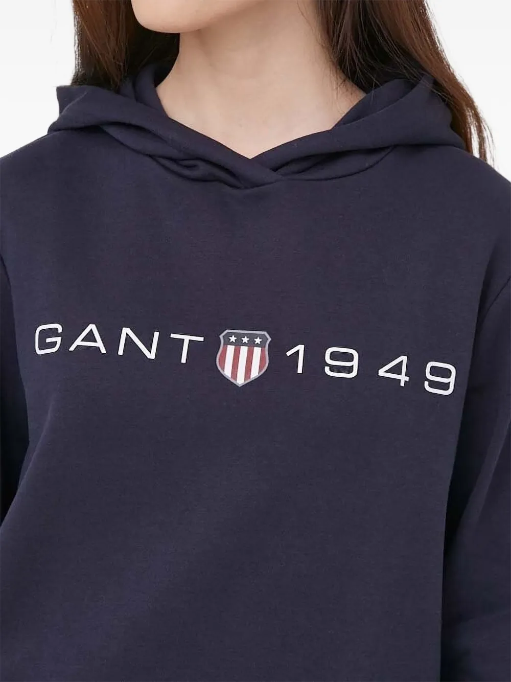 Gant Hoodie met geborduurd logo Blauw