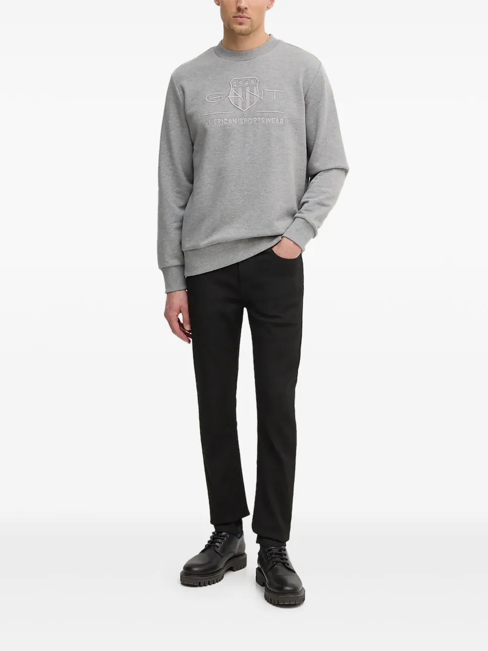 Gant logo-embroidered crew-neck sweatshirt | Grey | Image 1