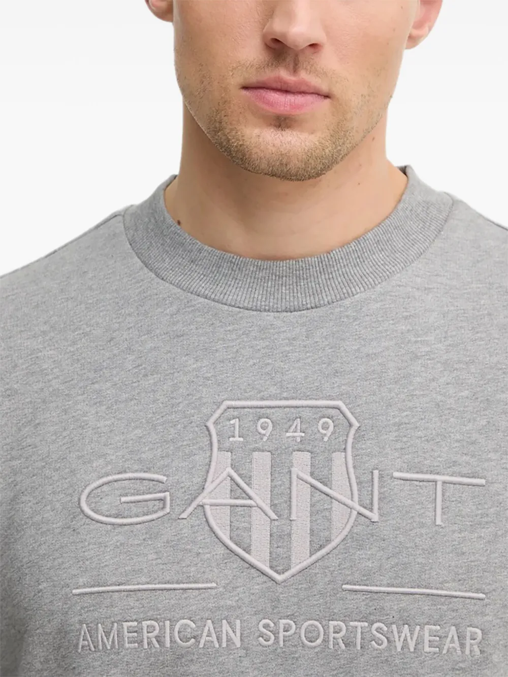 Gant Sweater met geborduurd logo Grijs