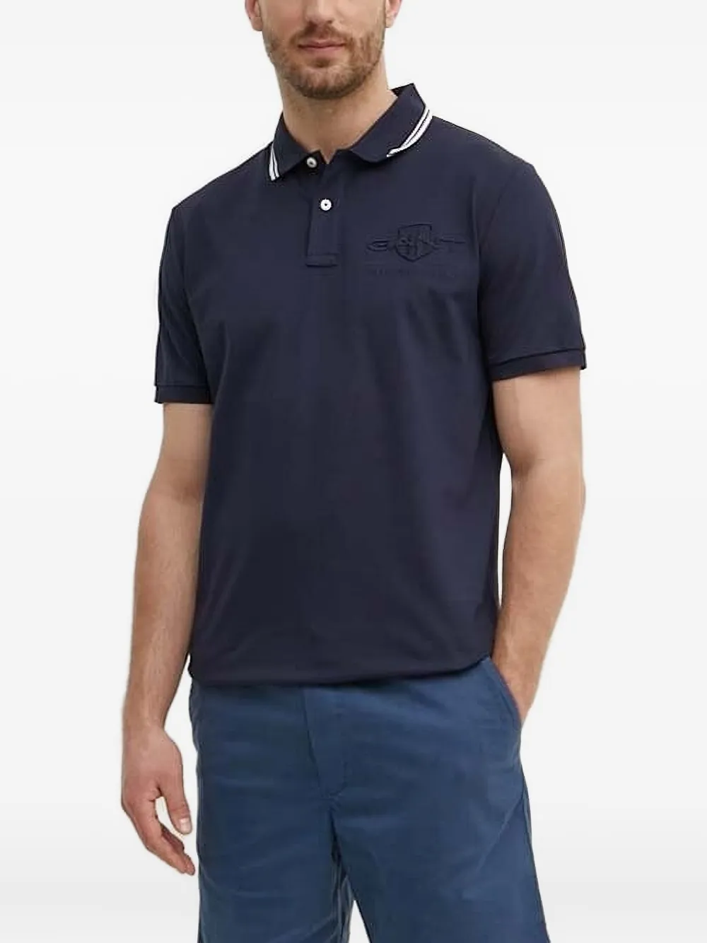 Gant Poloshirt met geborduurd logo Blauw