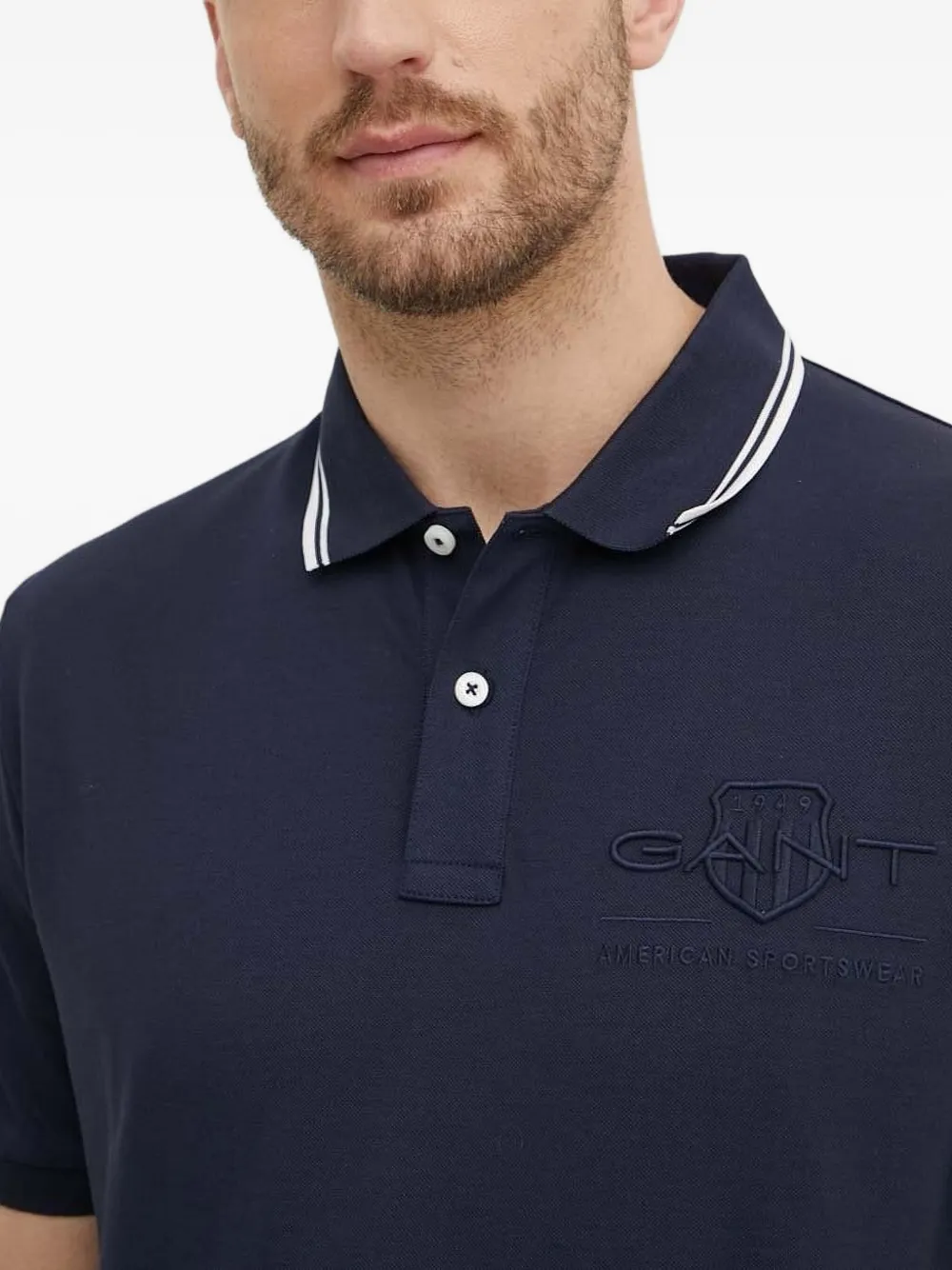 Gant Poloshirt met geborduurd logo Blauw