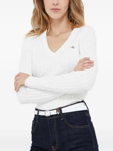 Gant cable-knit v-neck jumper
