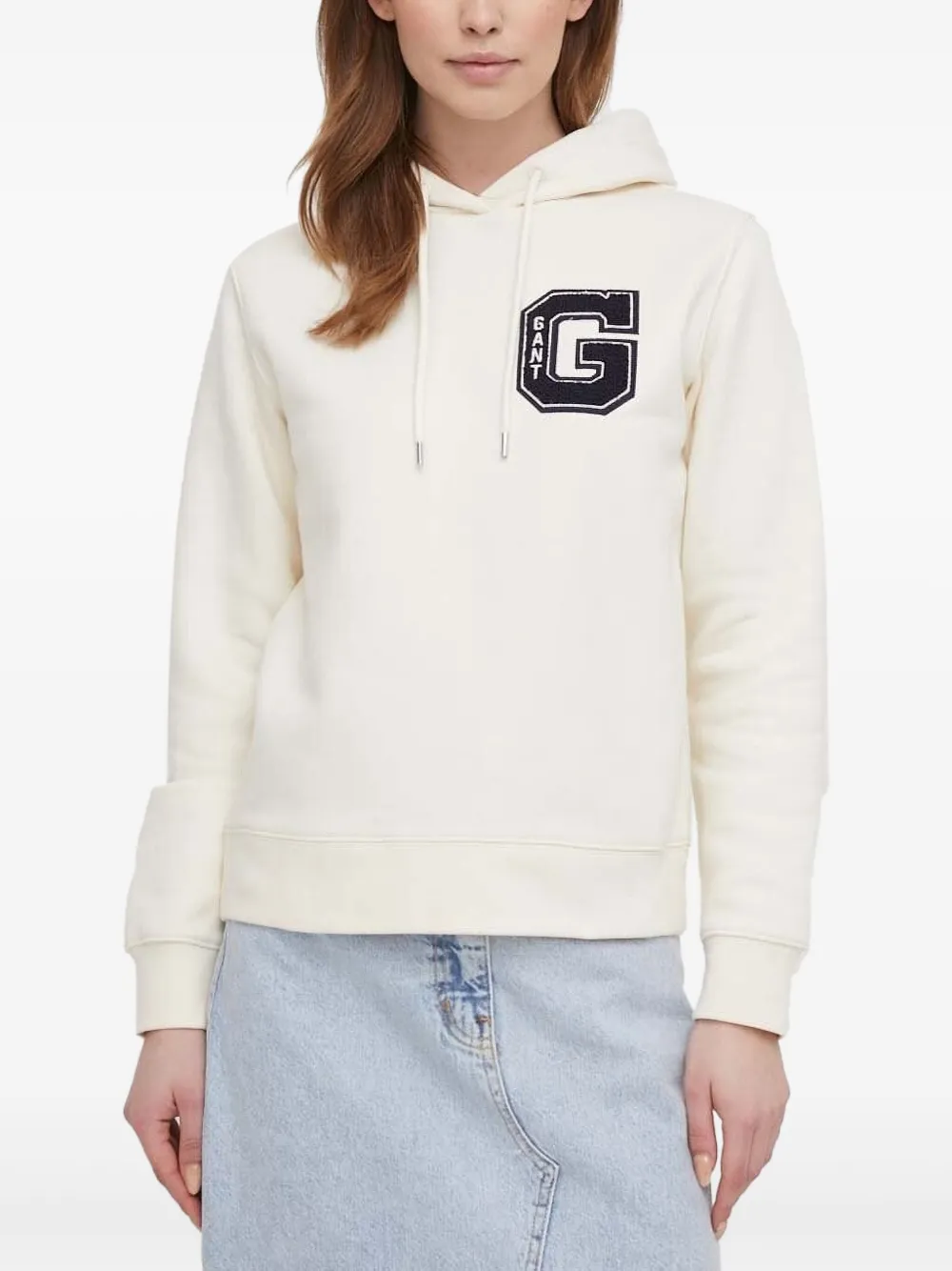 Gant Hoodie met logopatch Beige
