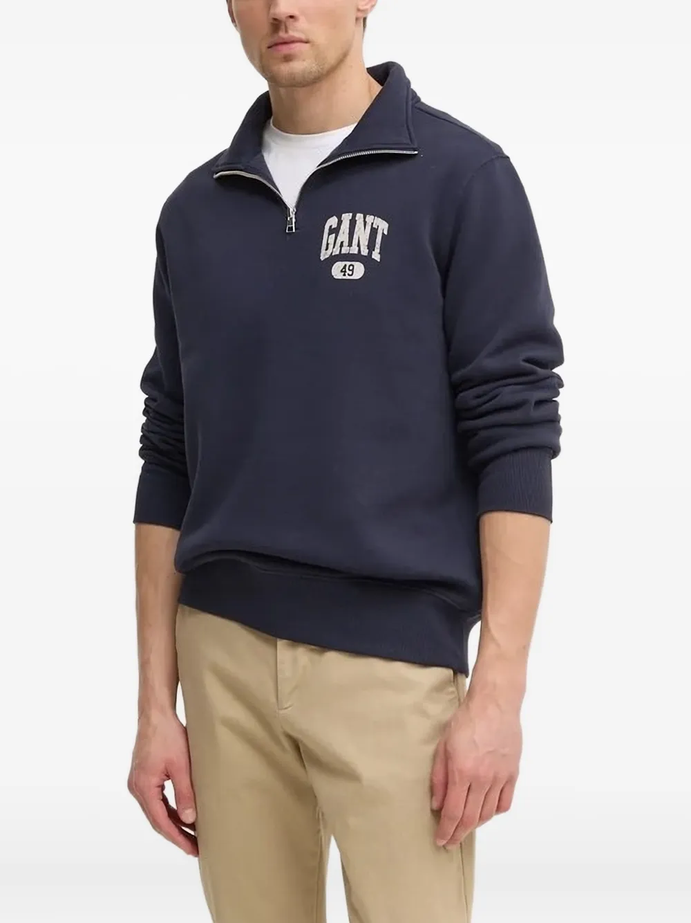 Gant half-zip logo sweatshirt Blauw