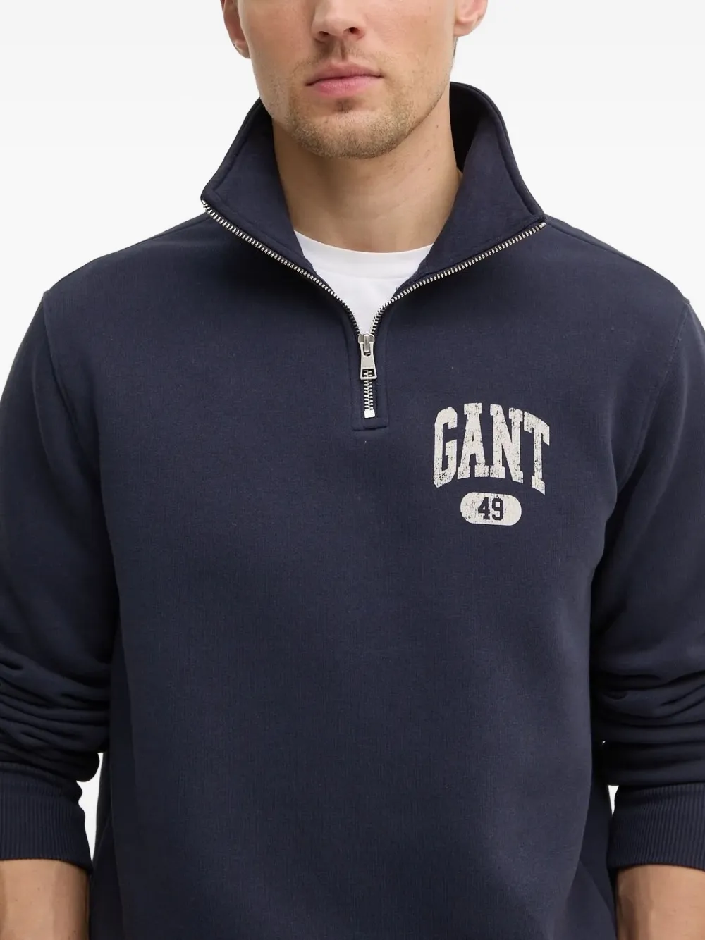Gant half-zip logo sweatshirt Blauw