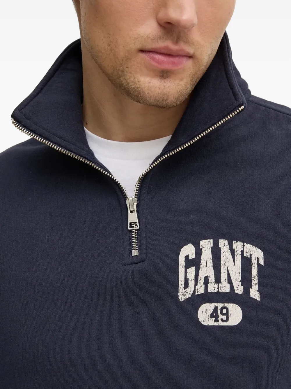 Gant half-zip logo sweatshirt Blauw
