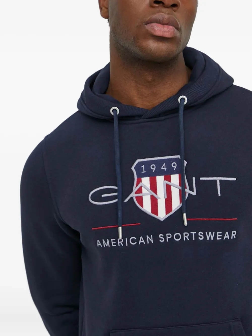 Gant Hoodie met geborduurd logo Blauw