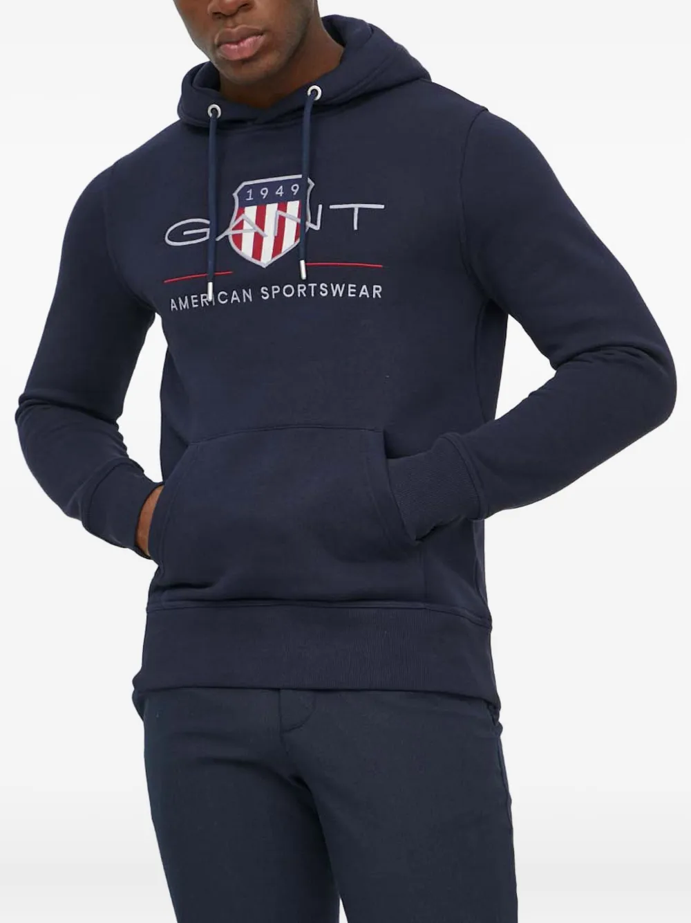 Gant logo-embroidered hoodie | Blue | Image 1