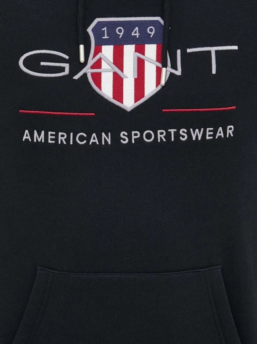 Gant Hoodie met logo Zwart