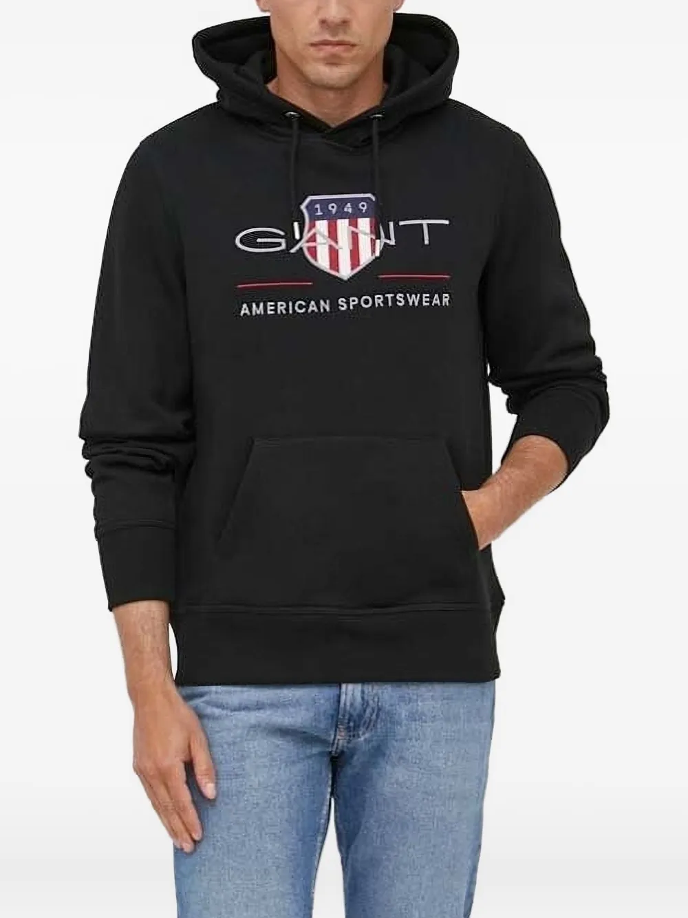 Gant Hoodie met logo Zwart