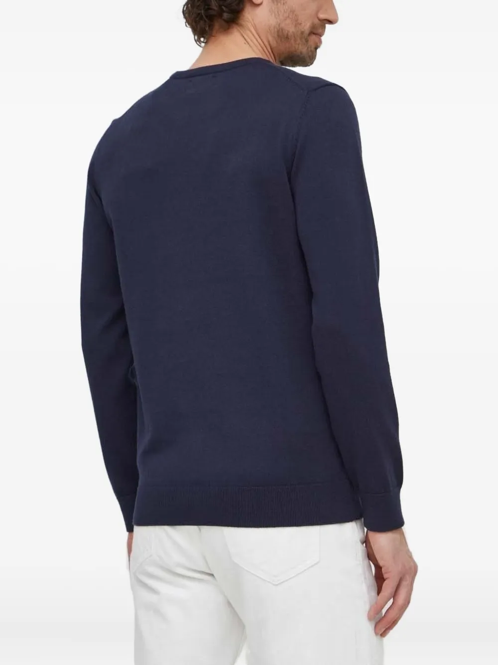 Gant logo-embroidered crew-neck sweater - Blauw