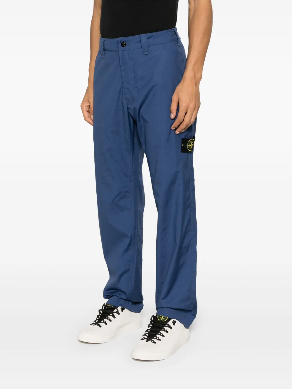Stone Island Broek met Compass-logopatch Blauw