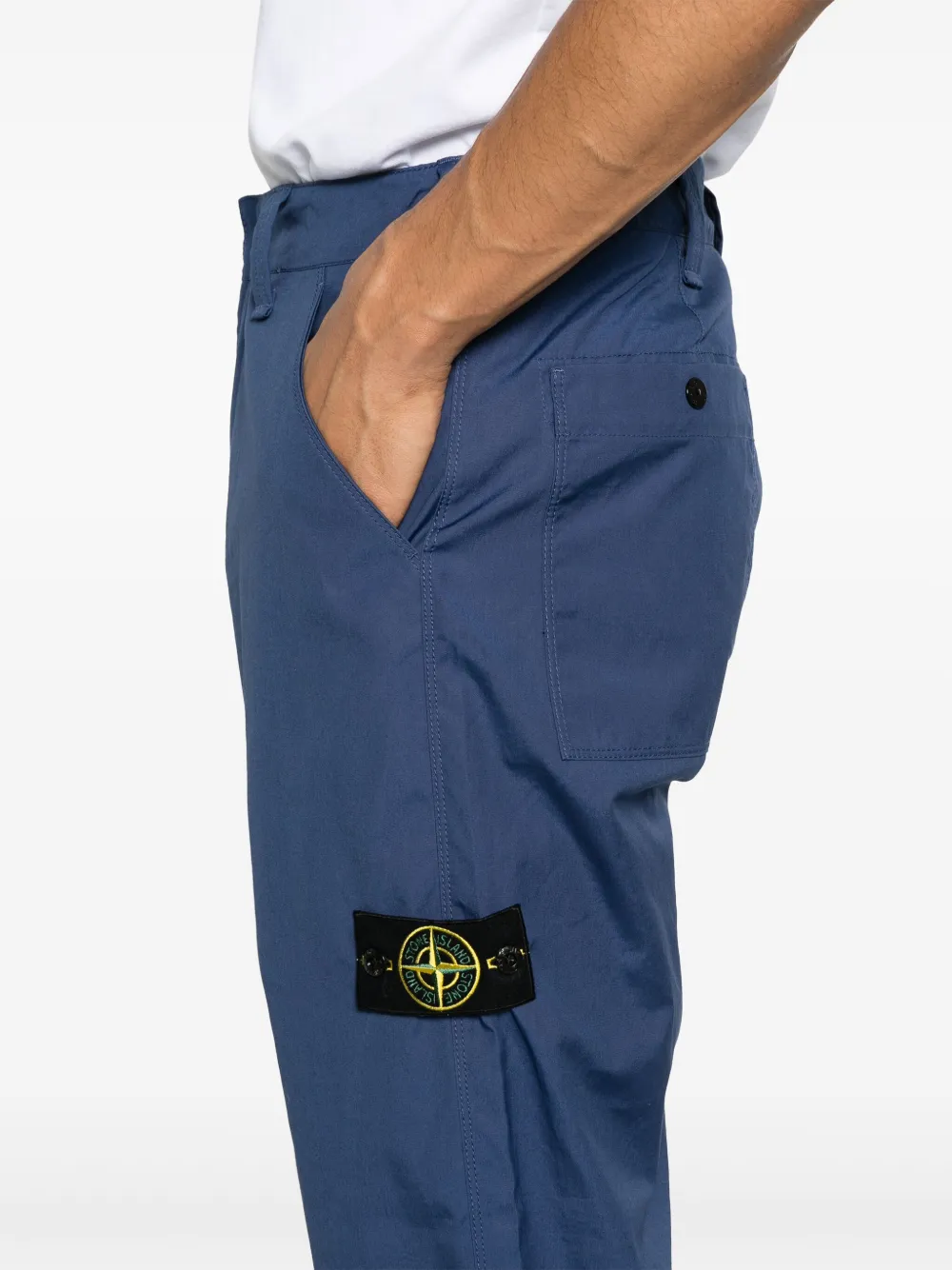 Stone Island Broek met Compass-logopatch Blauw
