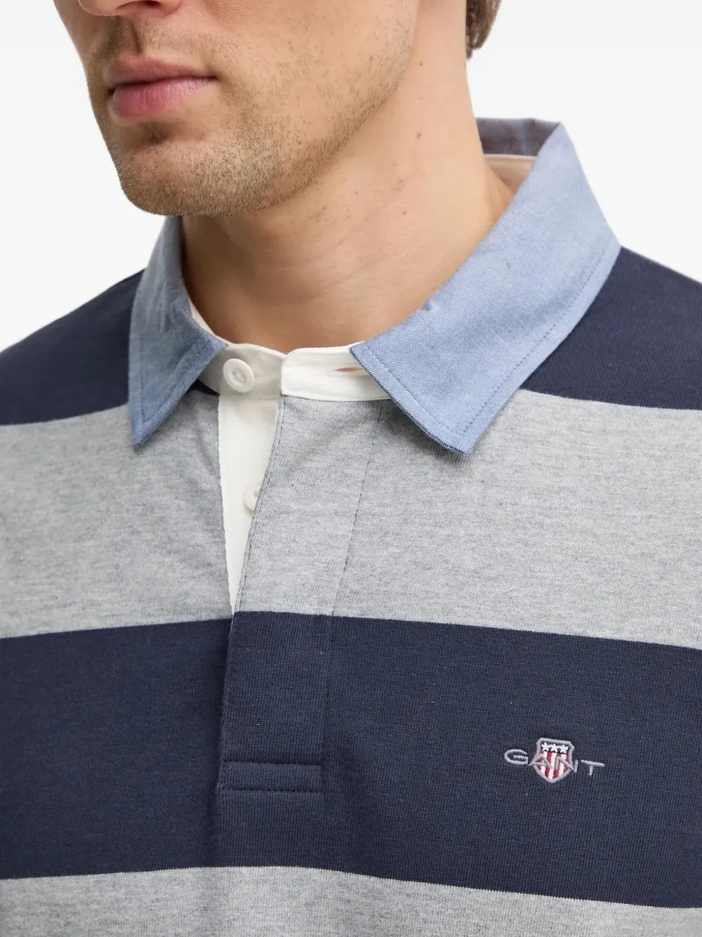 Gant Heavy Rugger striped polo shirt Blauw