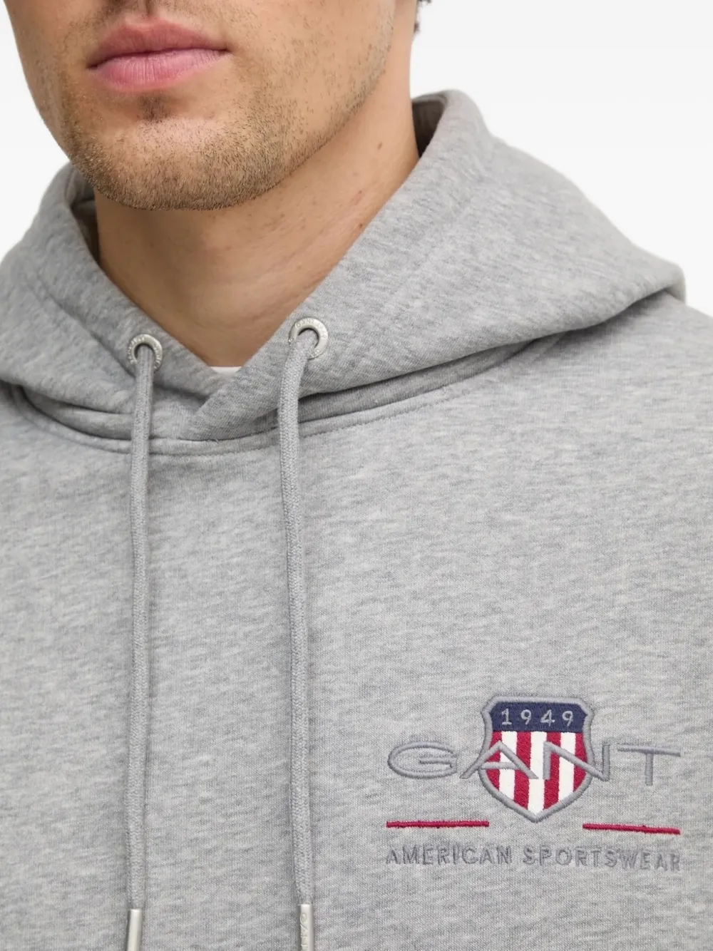 Gant Hoodie met geborduurd logo Grijs