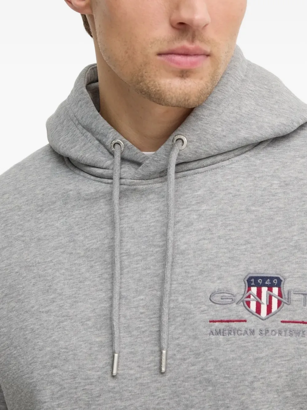 Gant Hoodie met geborduurd logo Grijs
