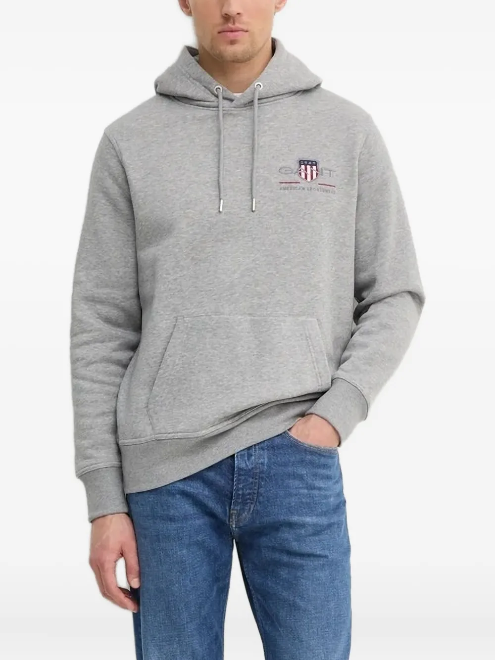 Gant Hoodie met geborduurd logo Grijs