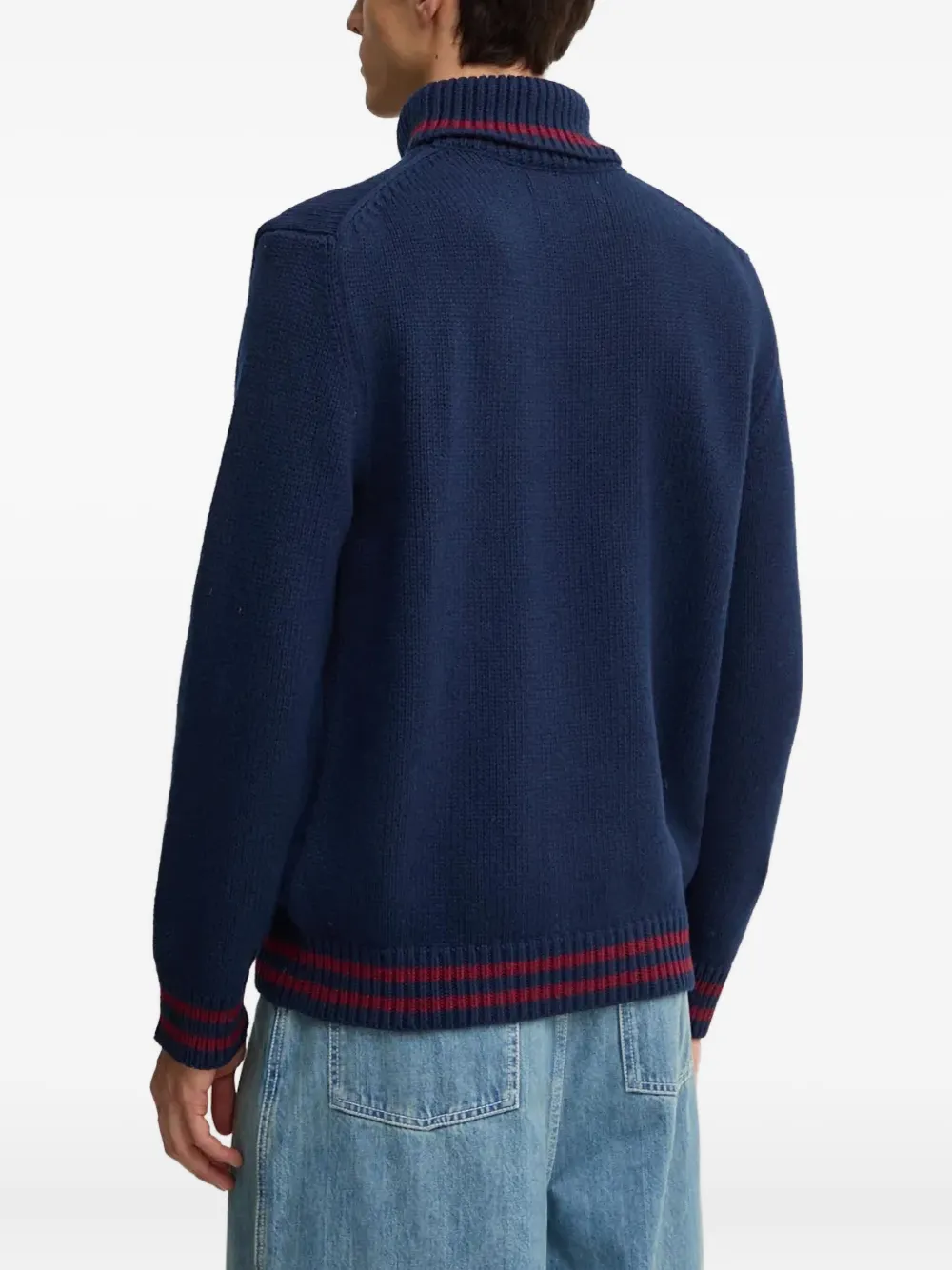 Gant Trui met hoge hals en logo-applicatie - Blauw