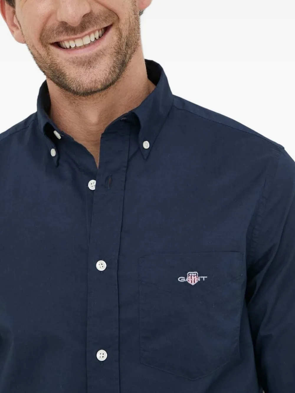 Gant Overhemd met geborduurd logo Blauw
