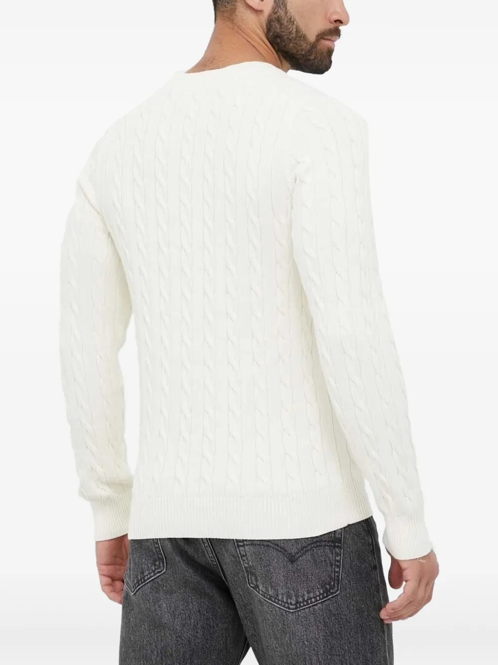 Gant cable-knit crew-neck sweater - Wit