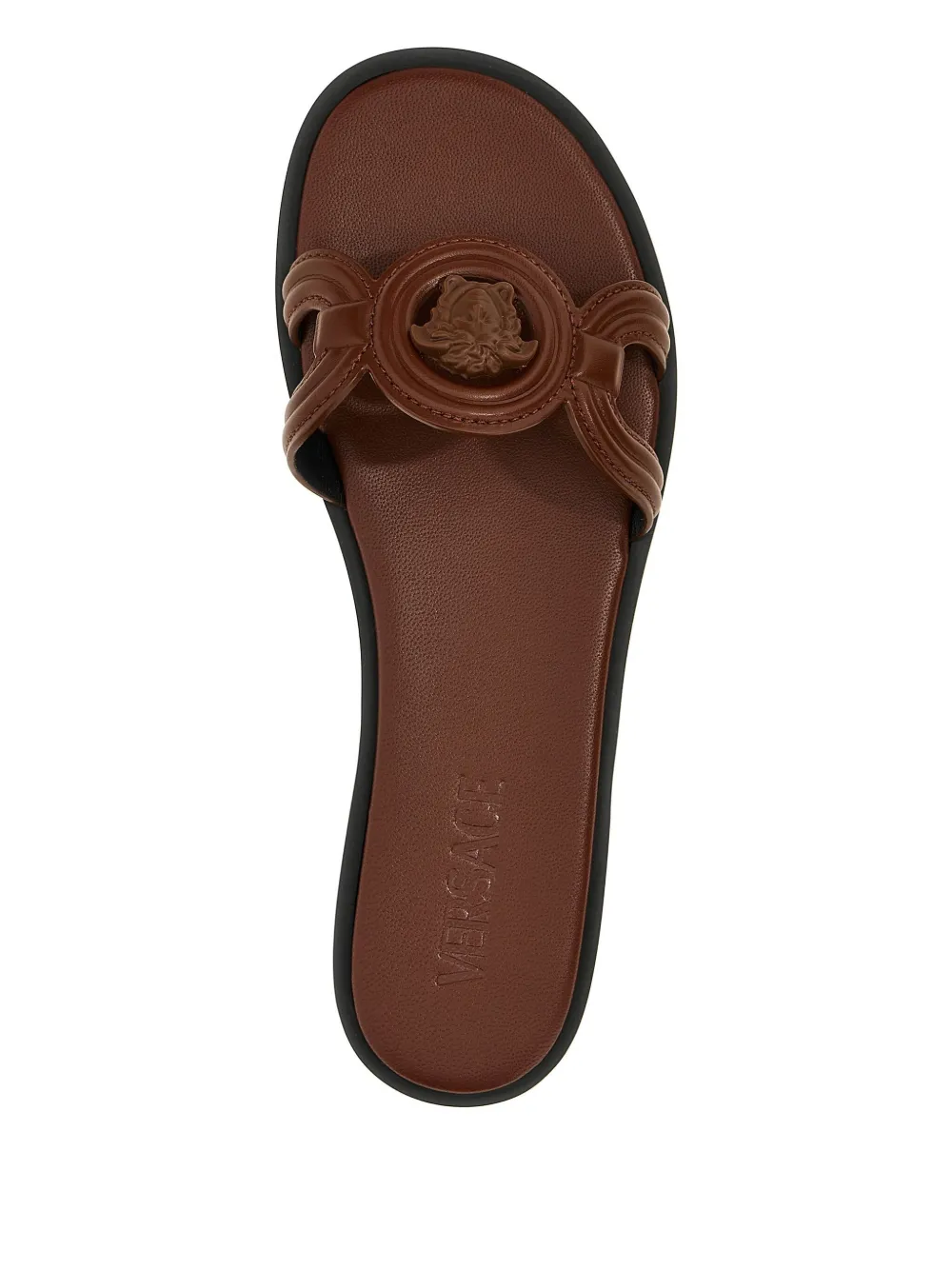 Versace Medusa Sandals In Brown