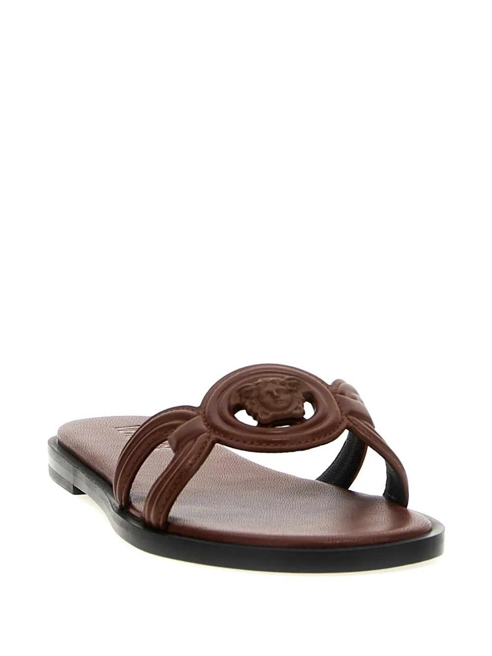 Versace Medusa Sandals In Brown