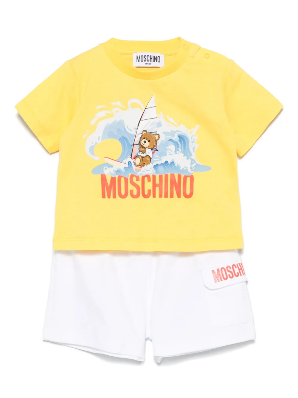 Moschino Kids Shorts set met logoprint Wit