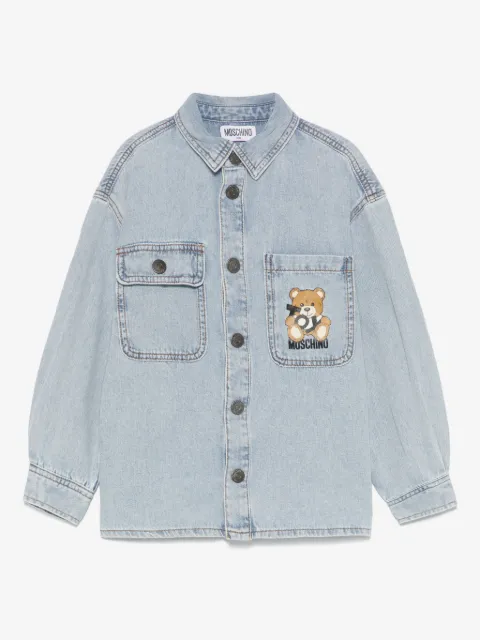 Moschino Kids camisa de mezclilla con motivo Teddy Bear