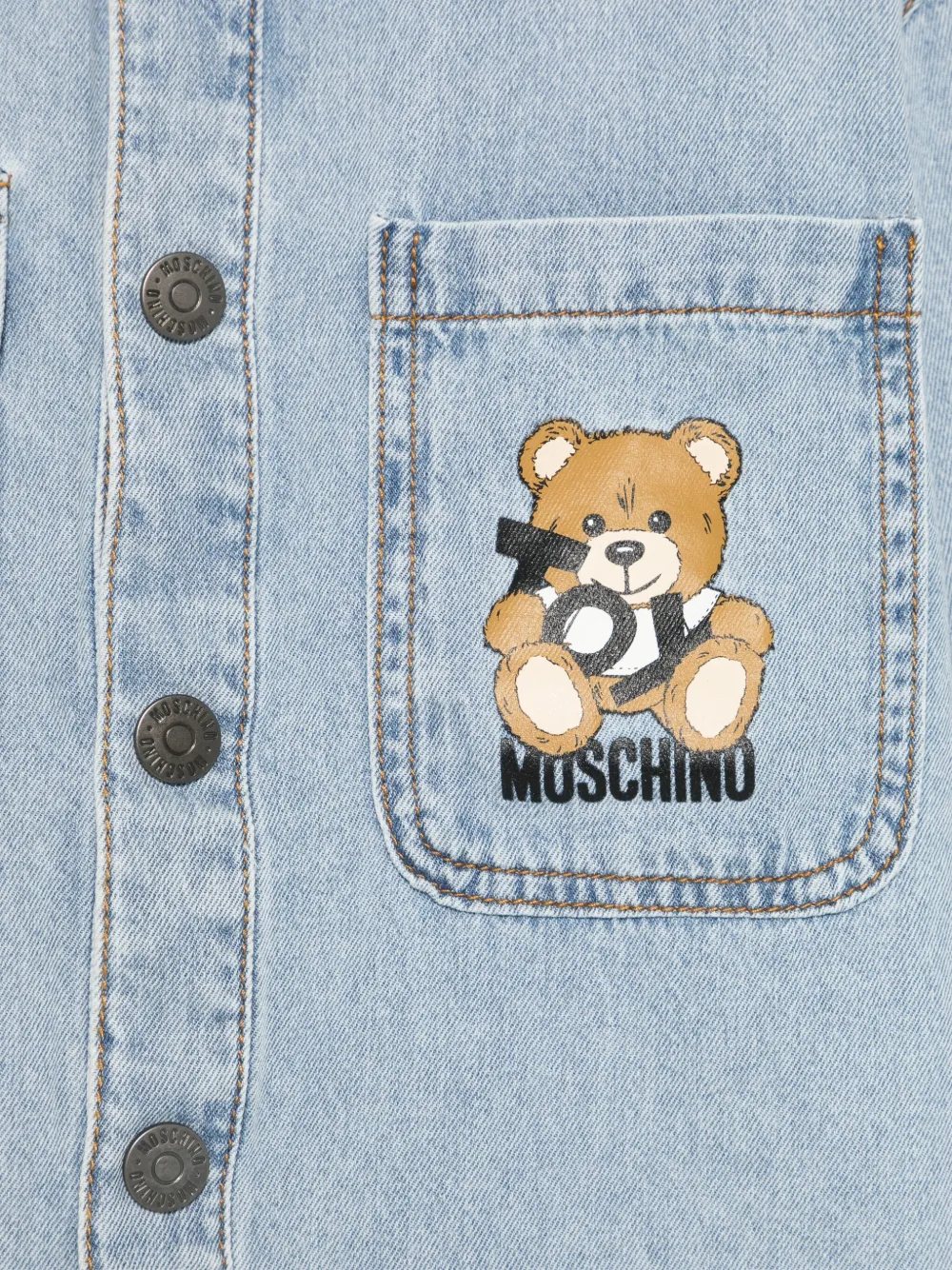 Moschino Kids Spijkershirt met Teddy Bear-print Blauw